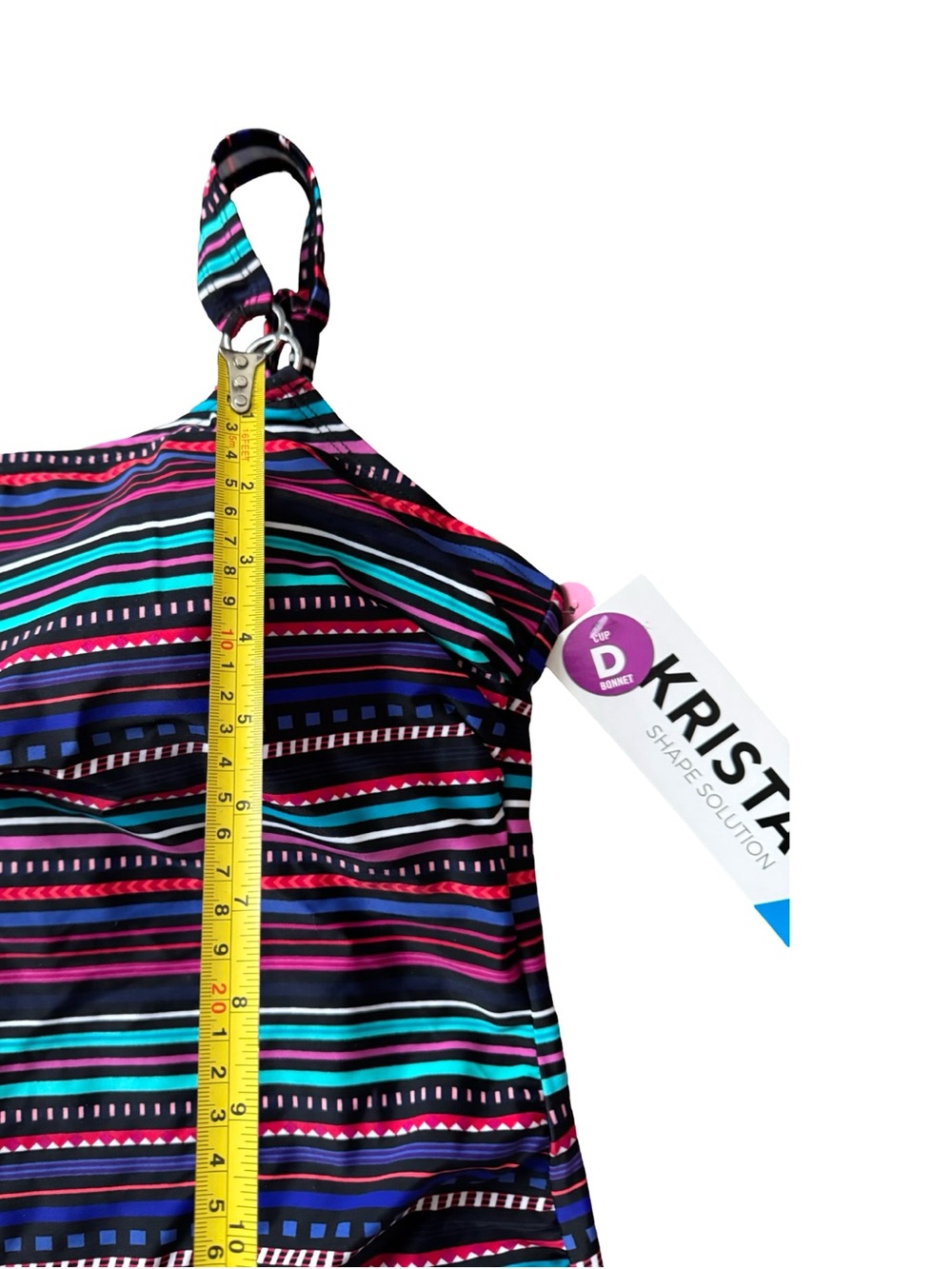 Krista Shape Solution Tankini Top XL Multicolor Stripe Waist Minimizer NWT - Picture 8 of 13